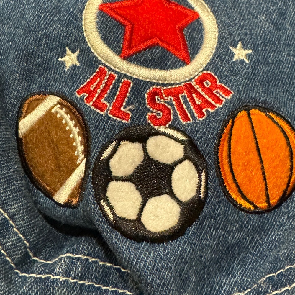 Kids Denim Overalls with Sports Patches “All Star” Size 24 mos - Picture 4 of 4